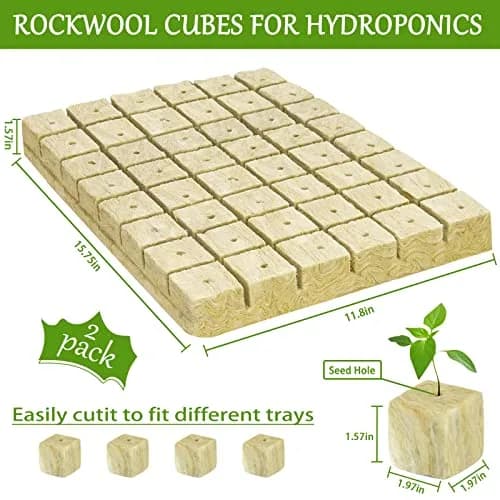 Legigo 1.2 Inch Rockwool Cubes Seed Starter Plugs 144 Count | Hydroponics & Soilless Gardening thumbnail 2