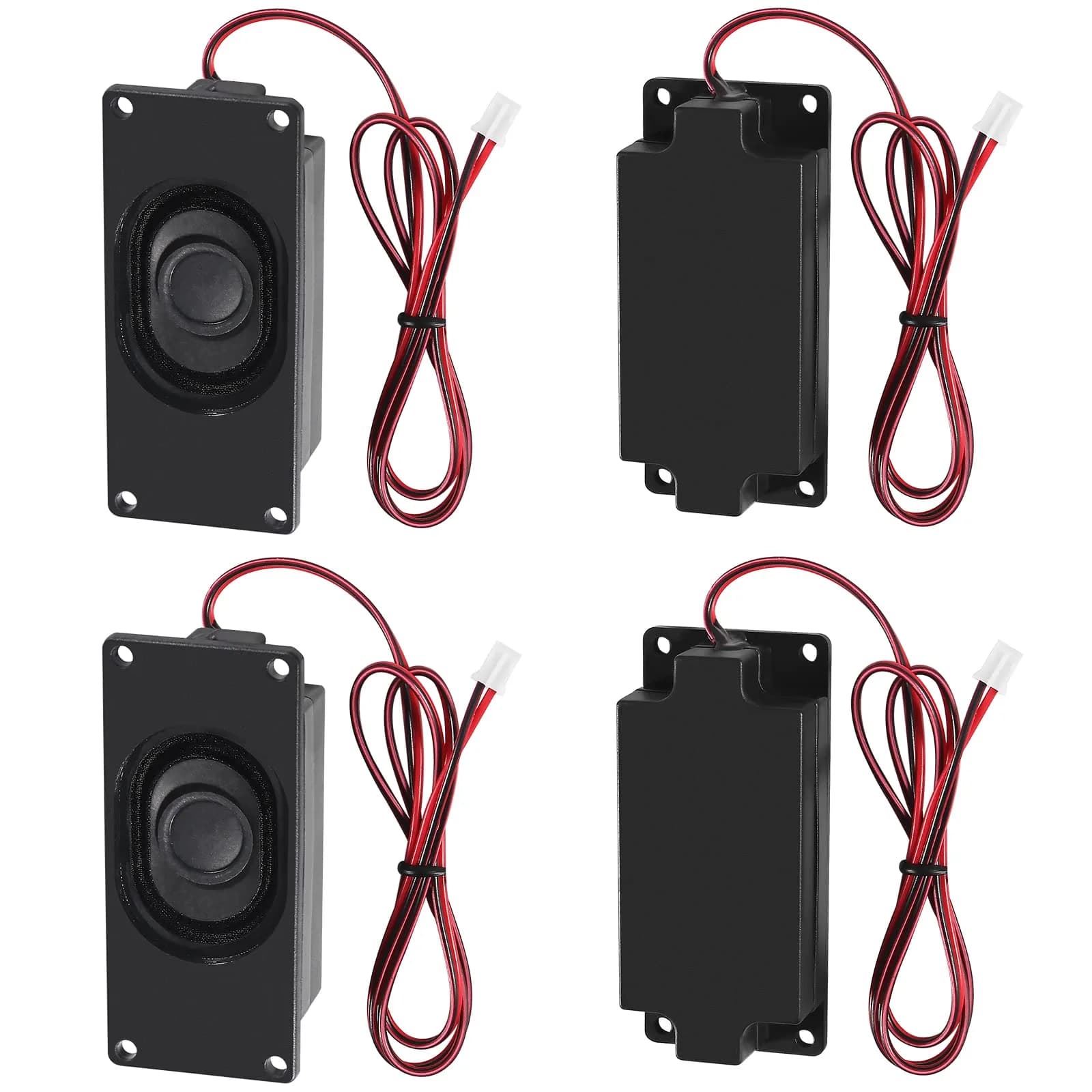 DWEII Mini Speaker 3 Watt 8 Ohm Rectangular Prism with JST-PH2.0 Interface (4-Pack, 15mm Thick) — 8O3W-JST-PH2.0