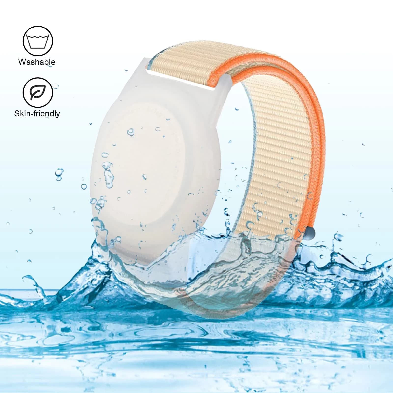 Qonuiy Kids AirTag Wristband Holder with Adjustable Nylon Bracelet | Protective Case for Toddler Child Elder (Milk White) - view 5