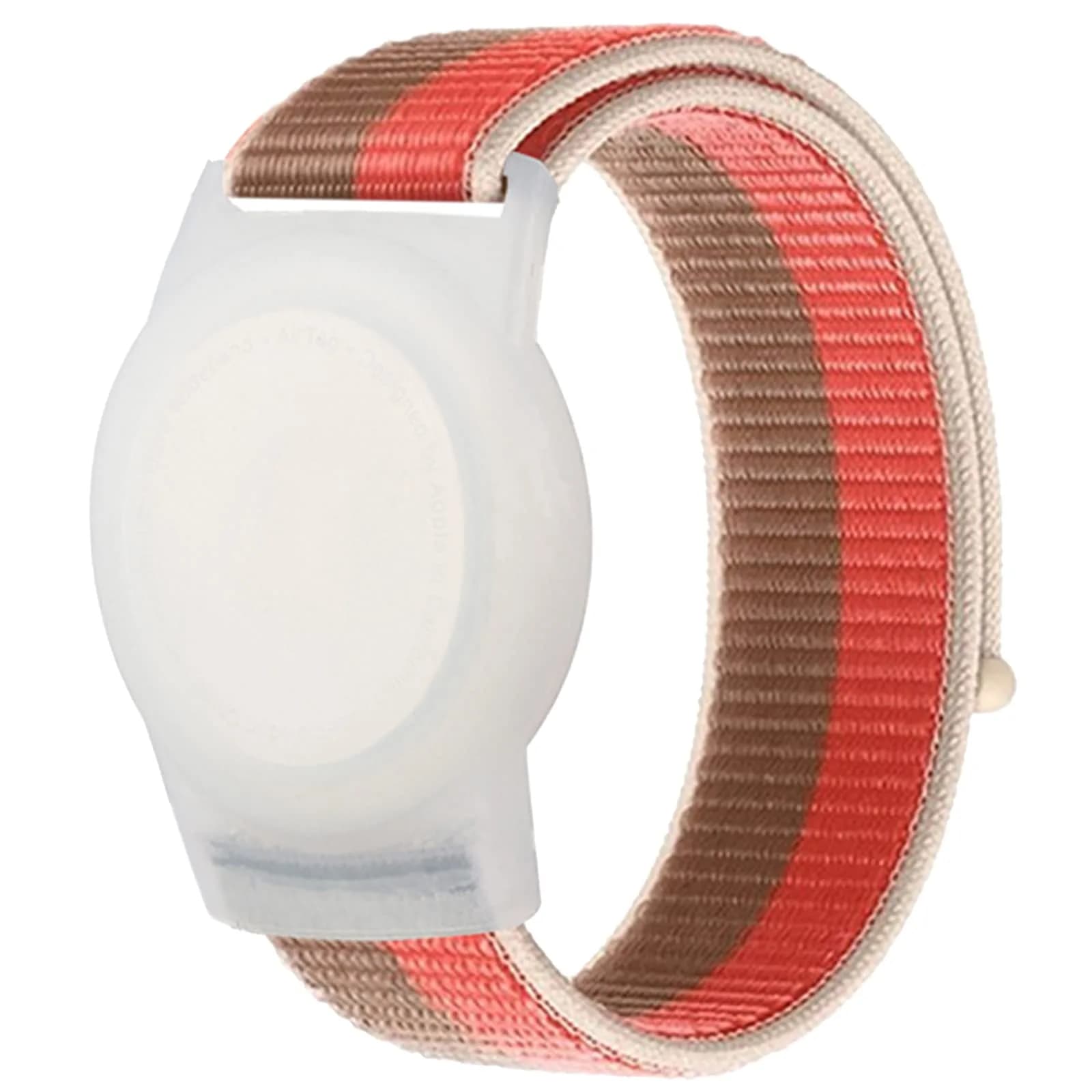 Qonuiy Kids AirTag Wristband with Protective Case, Pink & Khaki, 18 cm (7.1 in) - main product image