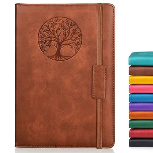 Biuwory Vintage Hardcover Journal Notebook, A5 Lined Pages (5.7"×8.3") | College Ruled Notebook for Writing — Brown / A5-sized Lined Pages