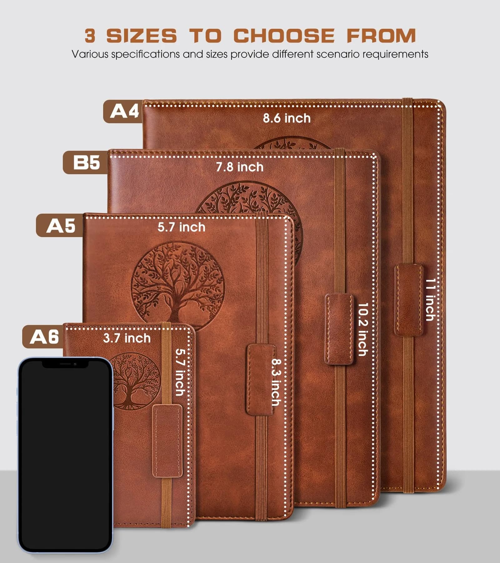 Biuwory Vintage Brown Leather A5 Lined Journal Notebook for Women & Men - 256 Pages of Smooth Writing - view 2
