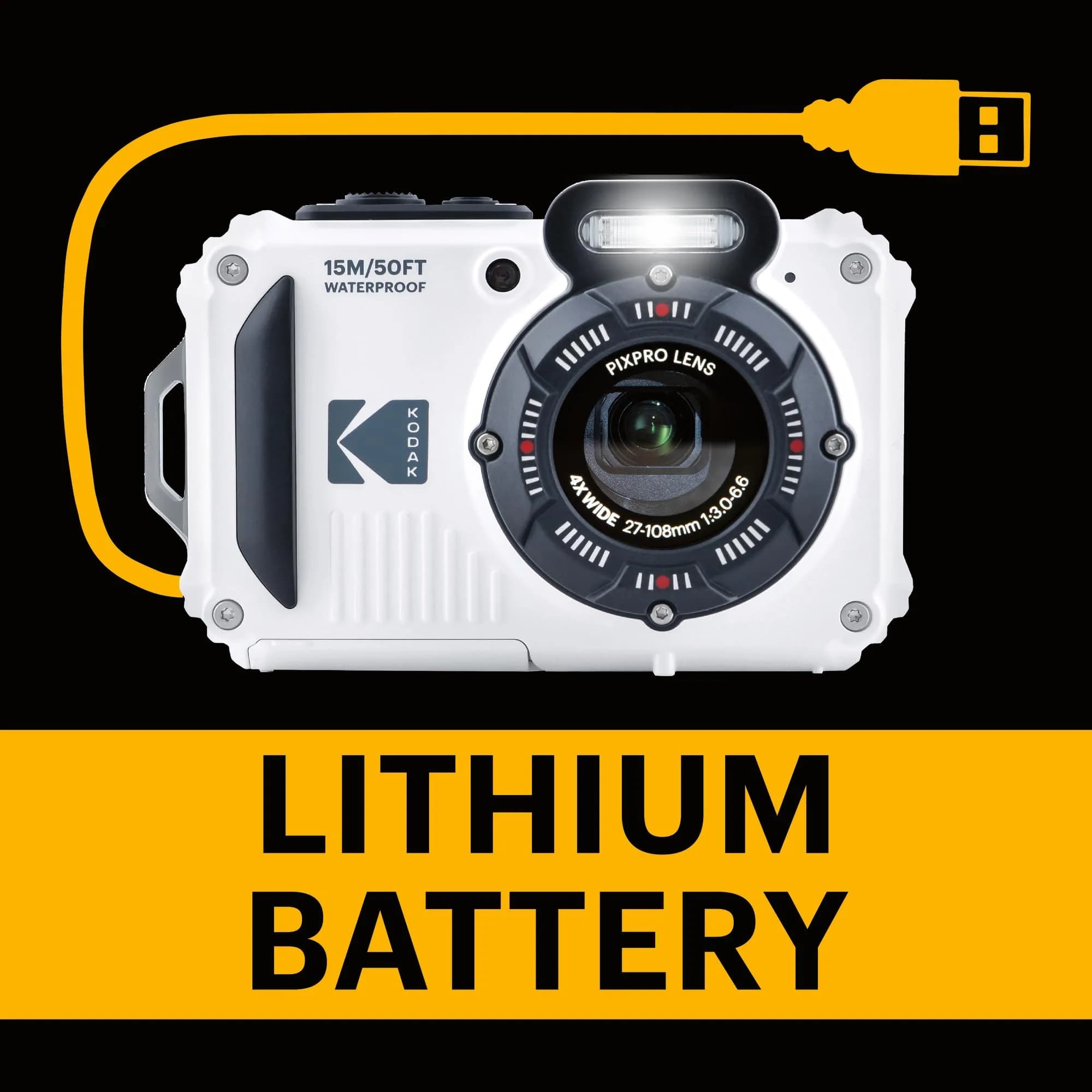 Kodak Pixpro WPZ2 Compact Digital Camera 16MP 4x Optical Zoom, Waterproof 15m, Shockproof, 720p HD Video, 2.7" LCD, White | Rugged Adventure Camera - view 6