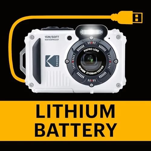 Kodak Pixpro WPZ2 Compact Digital Camera 16MP 4x Optical Zoom, Waterproof 15m, Shockproof, 720p HD Video, 2.7" LCD, White | Rugged Adventure Camera thumbnail 6