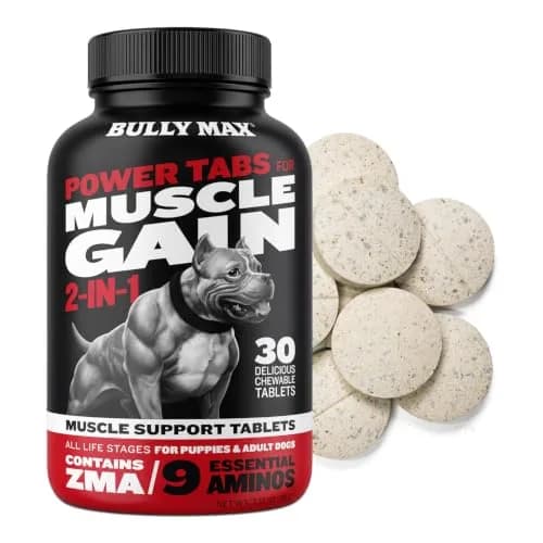 Bully Max 2-in-1 Muscle Builder for Dogs - 30 Chewable Tablets | Vet-Endorsed Dog Multivitamin for Muscle Gain & Growth thumbnail 1