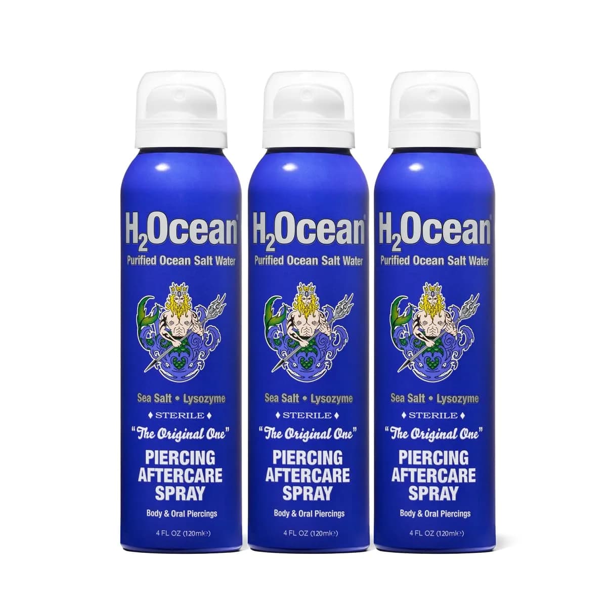 H2Ocean Piercing Aftercare Spray Blue Sea Salt 44ml (1.5 Fl Oz) | Sterile Saline Solution for Piercings — Blue
