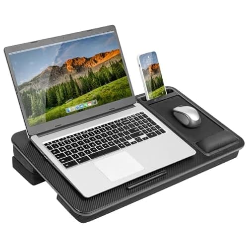 LapGear Mega Elevation Pro Lap Desk – Black Carbon, 59cm (23") × 33cm (13") | Ergonomic Design for Laptops up to 17.3" thumbnail 1