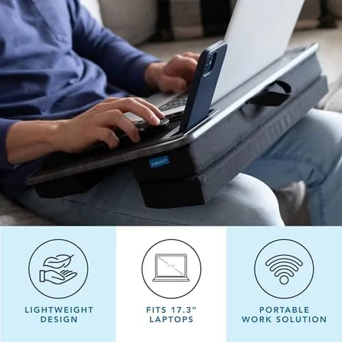 LapGear Mega Elevation Pro Lap Desk – Black Carbon, 59cm (23") × 33cm (13") | Ergonomic Design for Laptops up to 17.3" thumbnail 2