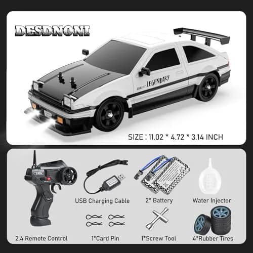 Desdoni RC Drift Car 1:16 Scale 28.5 cm (11.22 inches) | 4WD High-Speed Remote Control Toy with LED Lights & Spray thumbnail 6