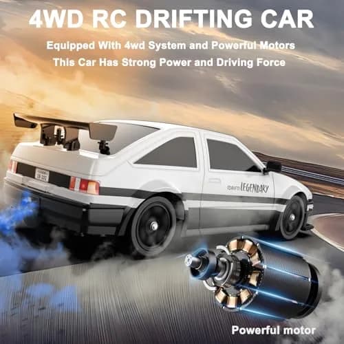 Desdoni RC Drift Car 1:16 Scale 28.5 cm (11.22 inches) | 4WD High-Speed Remote Control Toy with LED Lights & Spray thumbnail 3