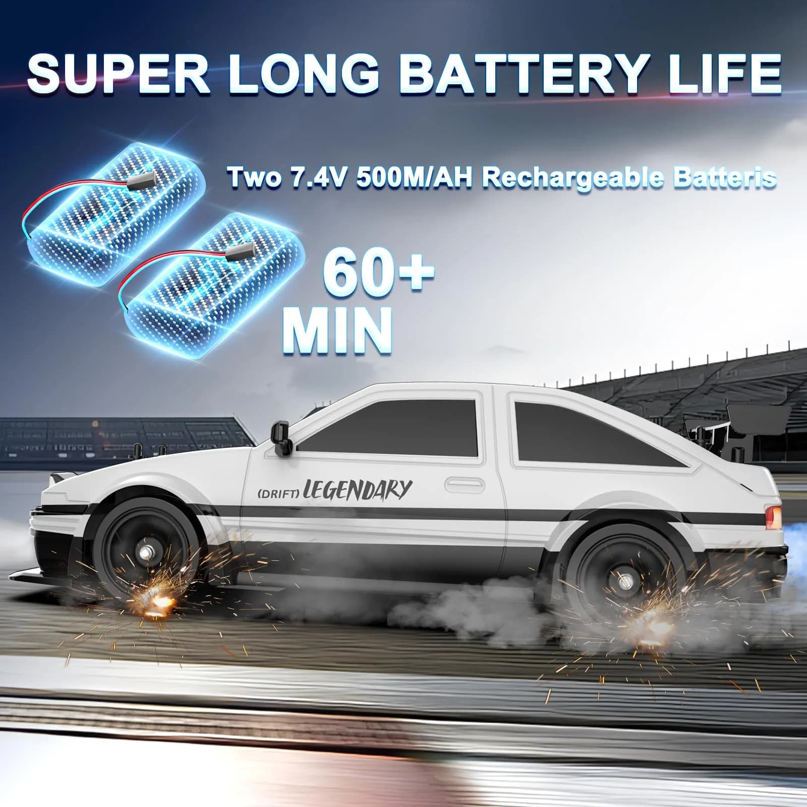 Desdoni RC Drift Car 1:16 Scale 28.5 cm (11.22 inches) | 4WD High-Speed Remote Control Toy with LED Lights & Spray - view 4