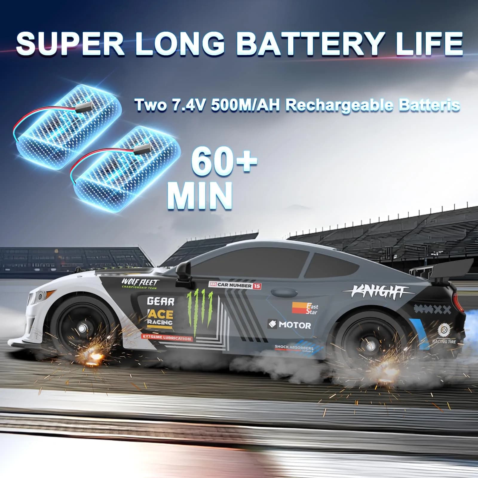 Desdoni 1:16 Scale RC Drift Car | 4WD 18KM/H High Speed with LED Lights & Spray - view 4