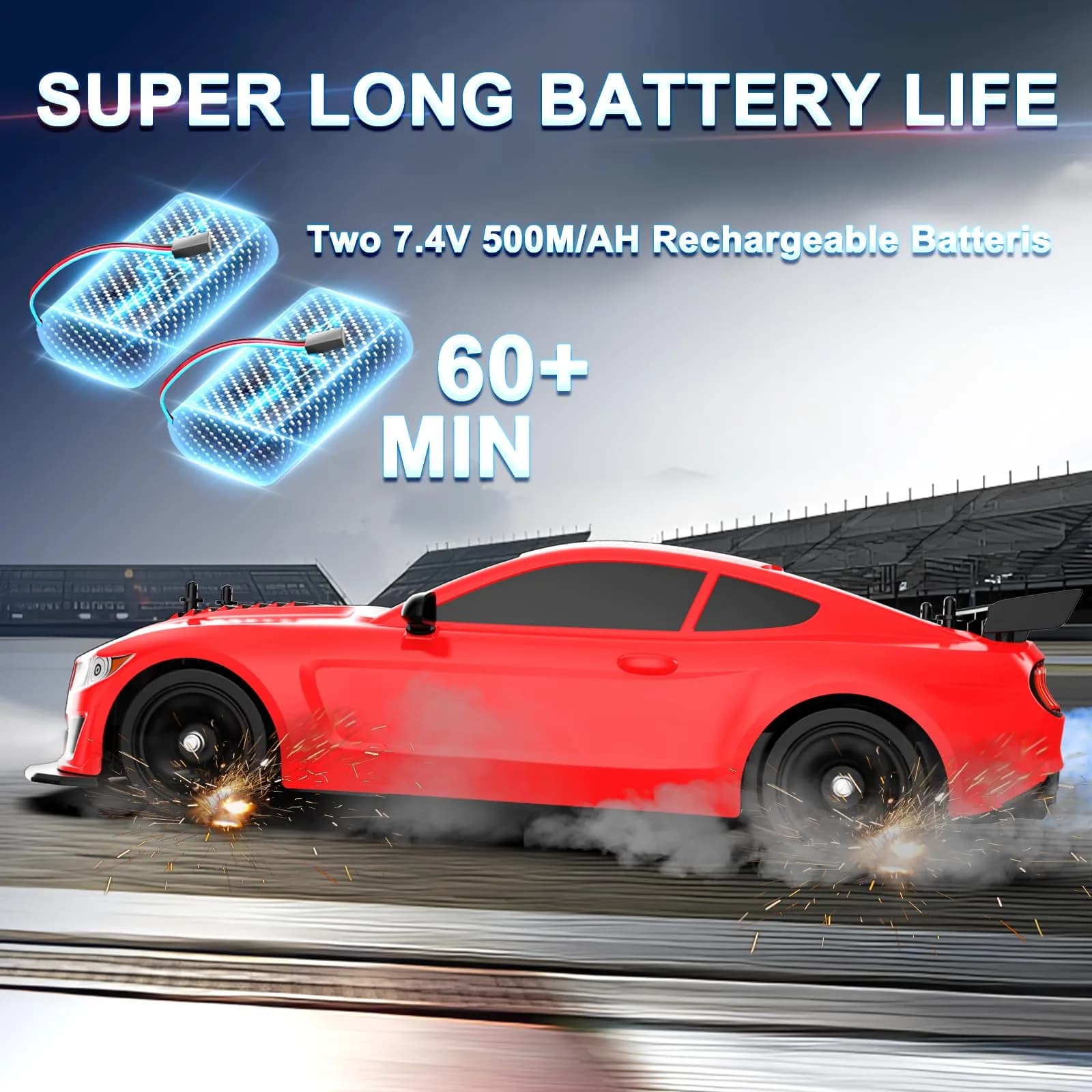 Desdoni H-Red 1:16 Scale RC Drift Car with LED Lights & Spray - 28.5 cm - view 4