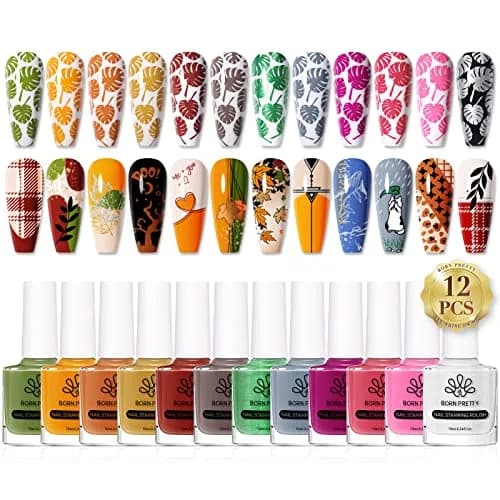 Born Pretty Stamping Nail Polish 12 Colors Fall Winter Set | 10ml (0.34 fl oz) Each thumbnail 1