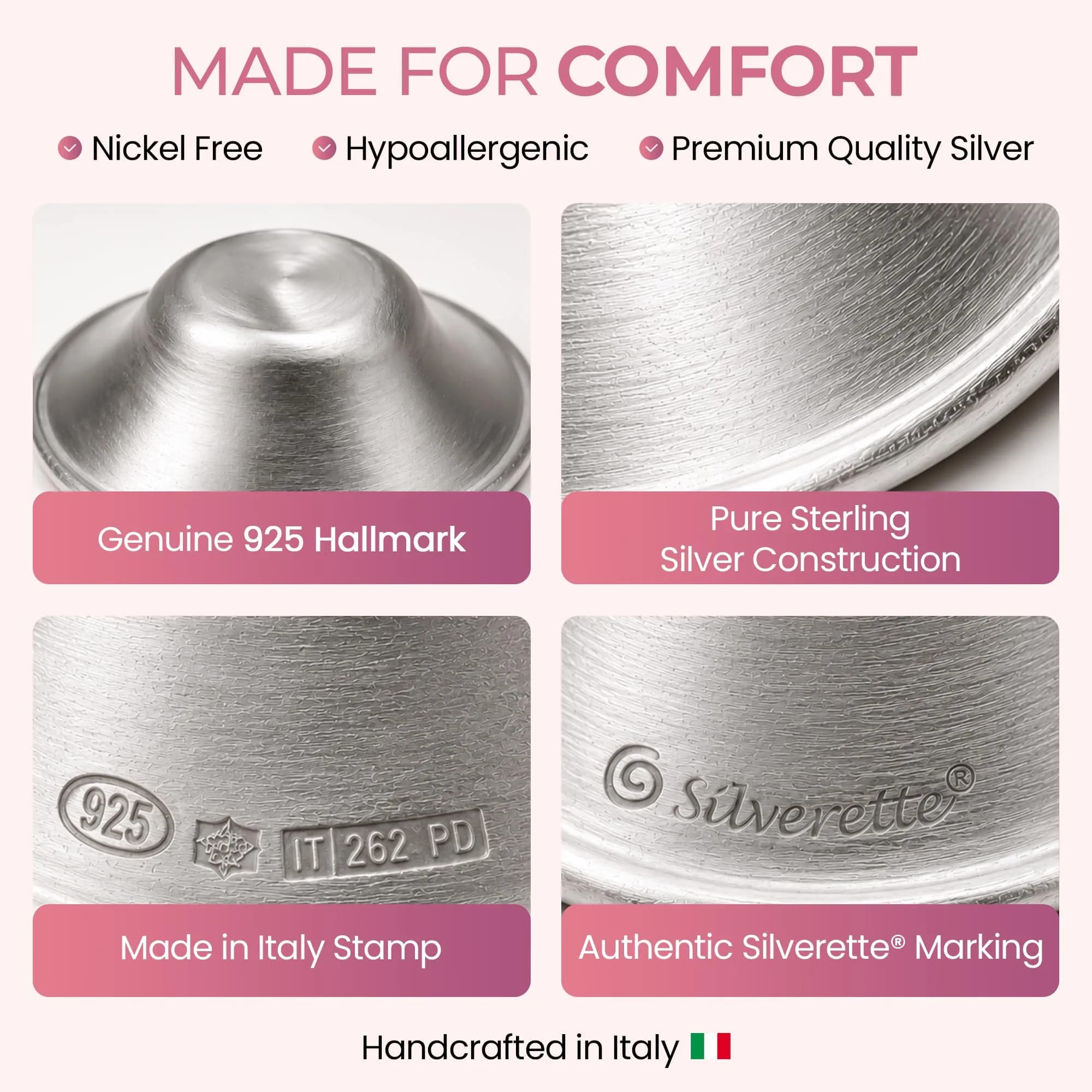 Silverette The Original Silver Nursing Cups - Medium to X-Large with O-Feel Silicone Rings for Breastfeeding Relief - view 6