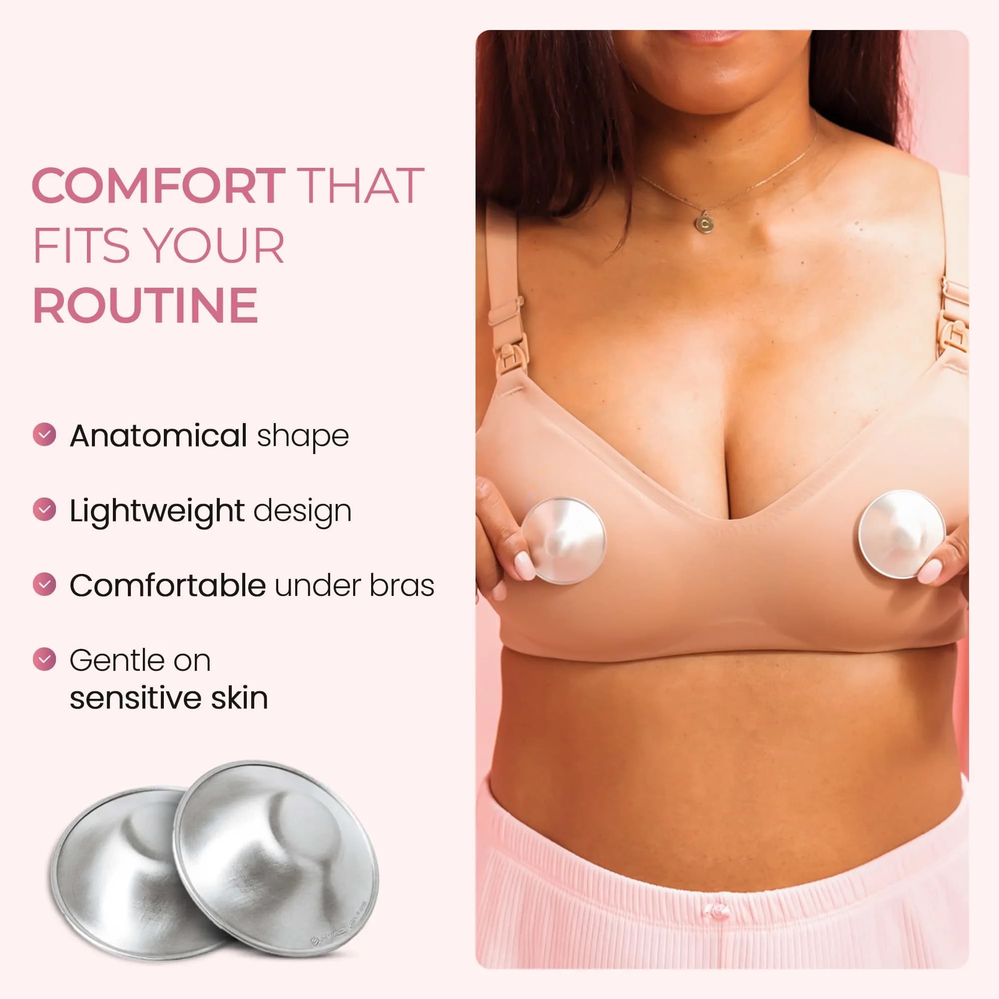 Silverette The Original Silver Nursing Cups - Medium to X-Large with O-Feel Silicone Rings for Breastfeeding Relief - view 7