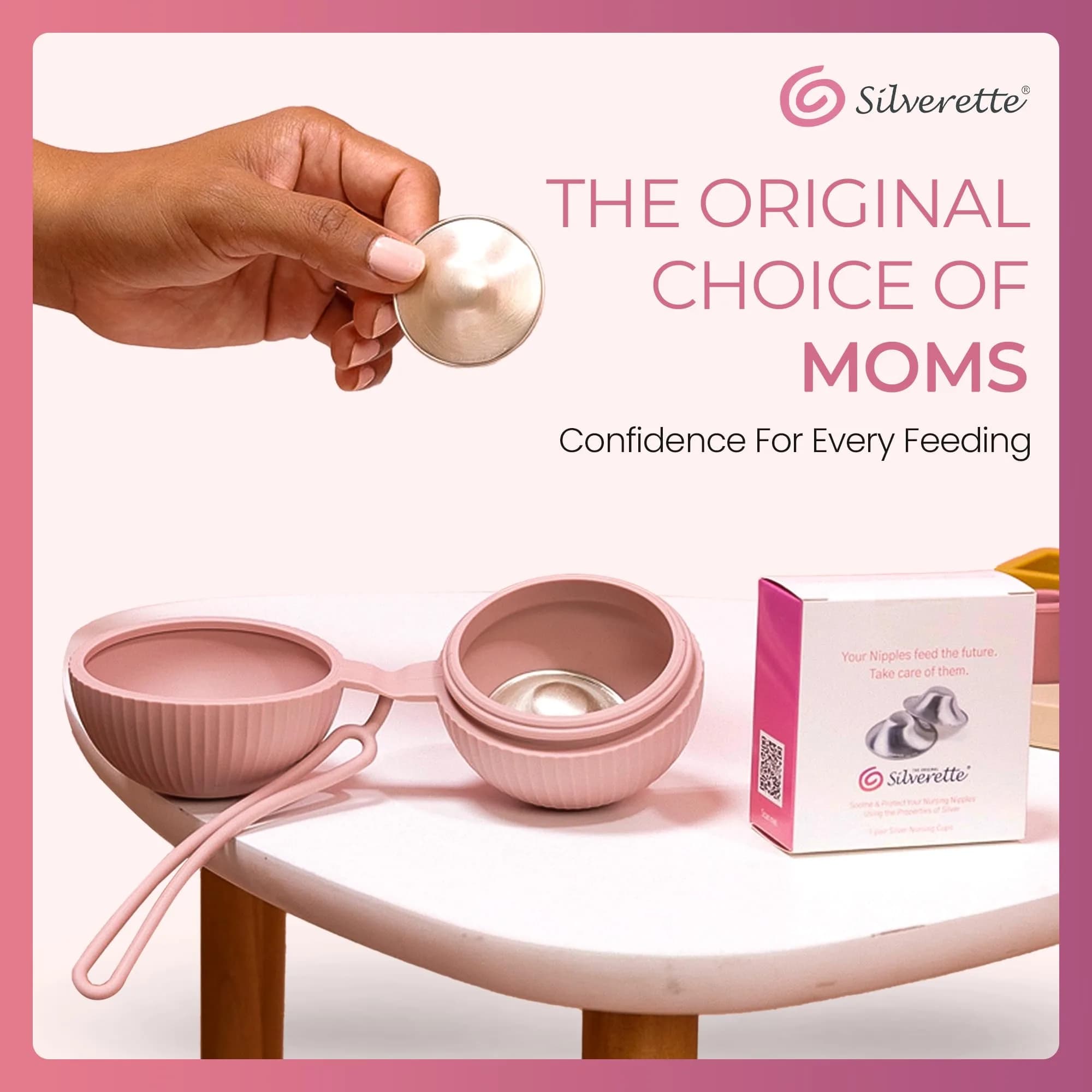 Silverette The Original Silver Nursing Cups - Medium to X-Large with O-Feel Silicone Rings for Breastfeeding Relief - view 8