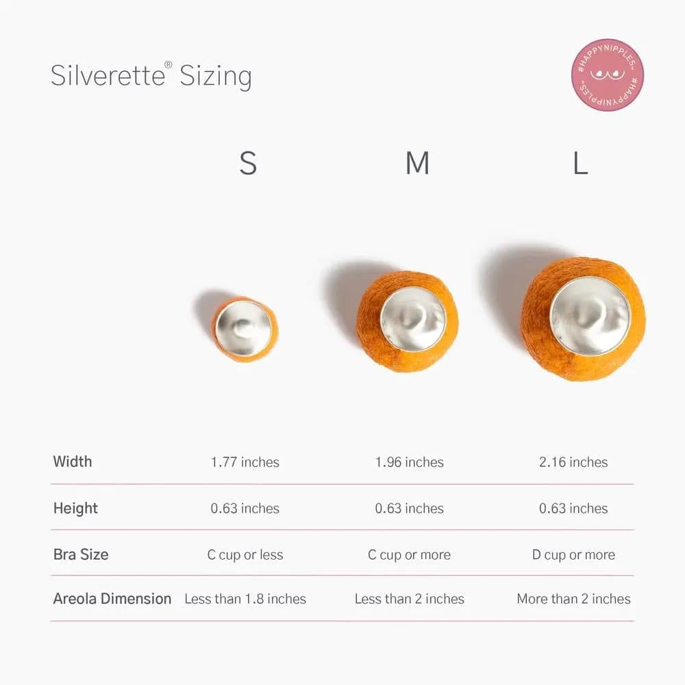 Silverette The Original Silver Nursing Cups - Medium to X-Large with O-Feel Silicone Rings for Breastfeeding Relief - view 3