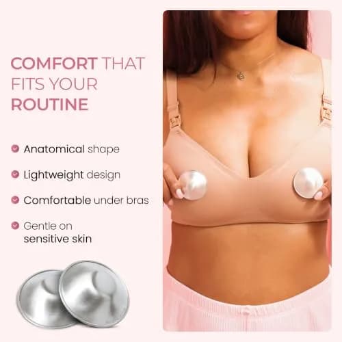 Silverette Silver Nursing Cups with O-Feel Silicone Rings | Handcrafted Sterling Silver for Soothing Relief thumbnail 8