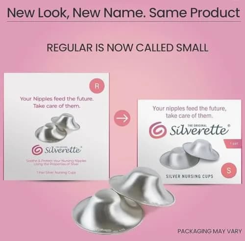 Silverette Silver Nursing Cups with O-Feel Silicone Rings | Handcrafted Sterling Silver for Soothing Relief thumbnail 2