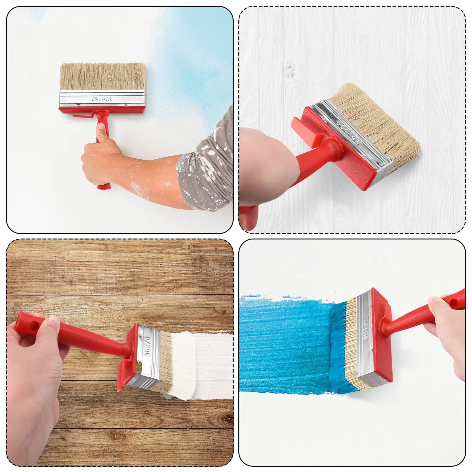 Hoolerry Assorted Paint Brush Set 3", 4", 6" | 3-Piece Set for Decking, Walls, Furniture - view 4