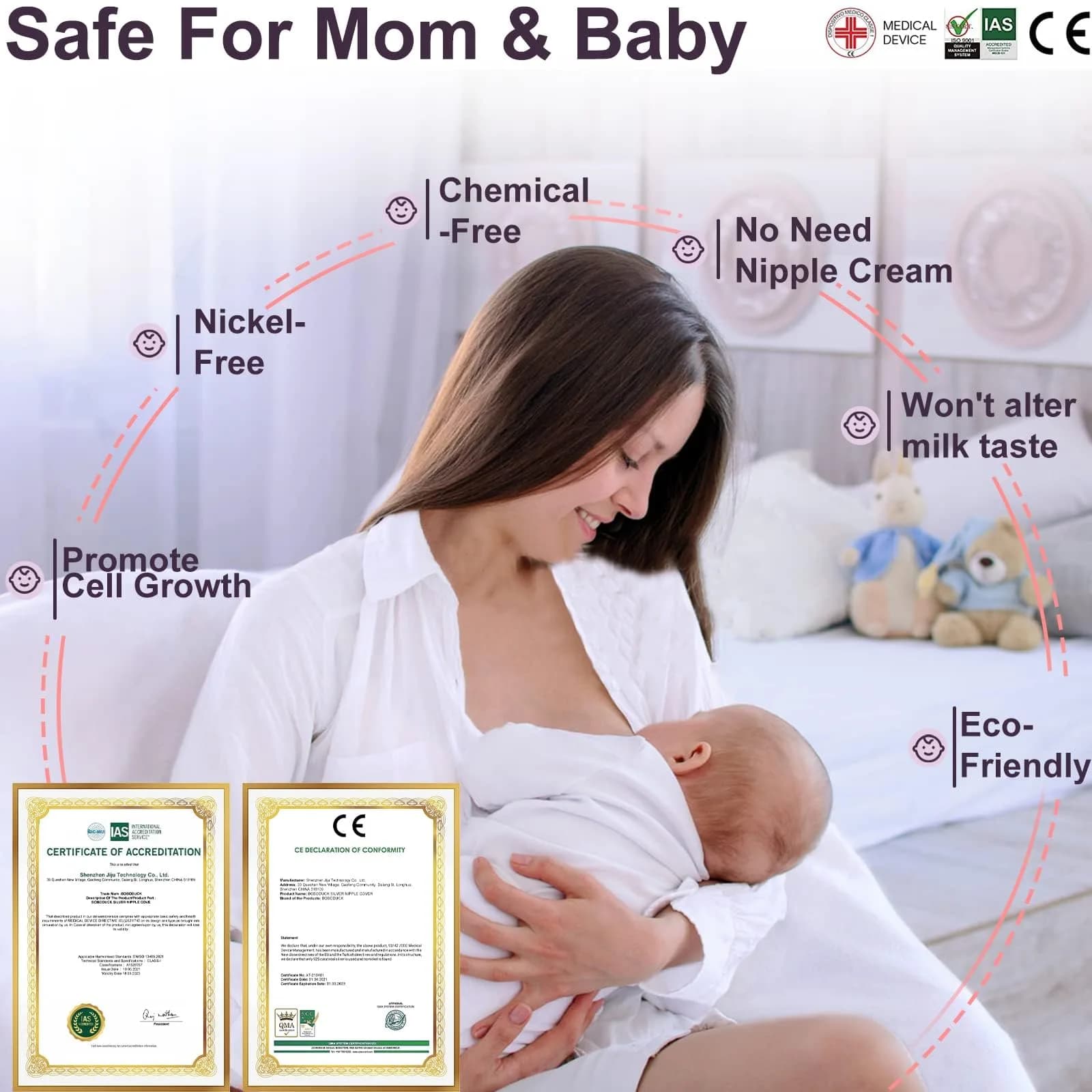Boboduck Silver Nipple Shields for Breastfeeding Newborns (X-L Size) | Authentic USA Import for Soothing Sore Nipples - view 4