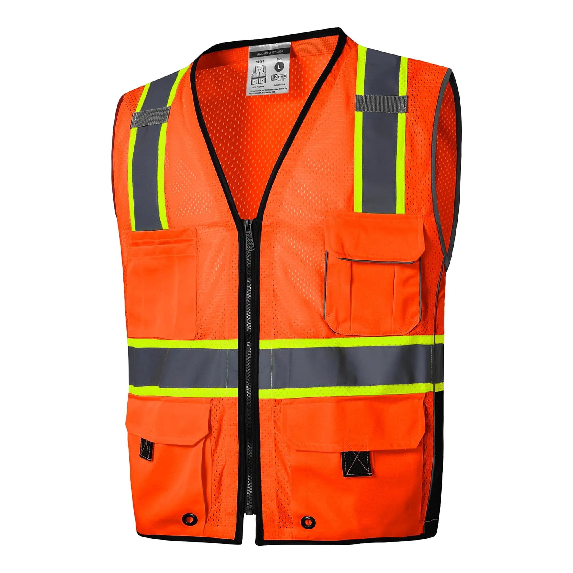 SKSAFETY Professional Class 2 Safety Vest Orange 2XL | ANSI/ISEA 107-2020 Compliant Hi-Vis Mesh - main product image