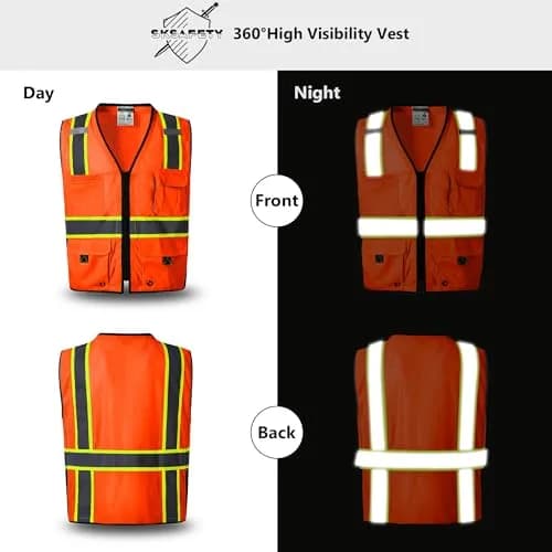 SKSAFETY Professional Class 2 Safety Vest Orange 2XL | ANSI/ISEA 107-2020 Compliant Hi-Vis Mesh thumbnail 2
