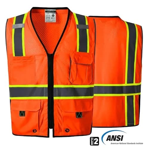 SKSAFETY Professional Class 2 Safety Vest Orange 2XL | ANSI/ISEA 107-2020 Compliant Hi-Vis Mesh thumbnail 3