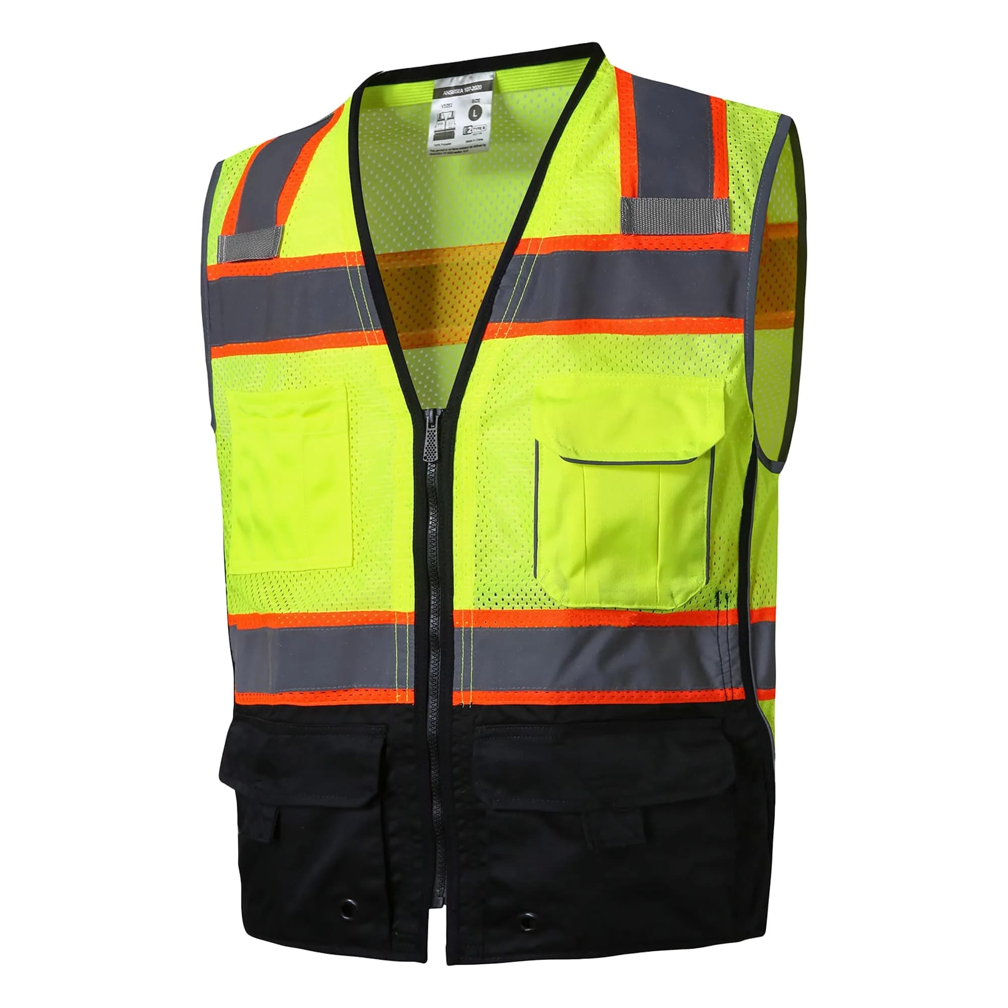 SKSAFETY Class 2 High Visibility Safety Vest 2XL (Lime Black) | ANSI/ISEA 107-2020 Compliant - main product image