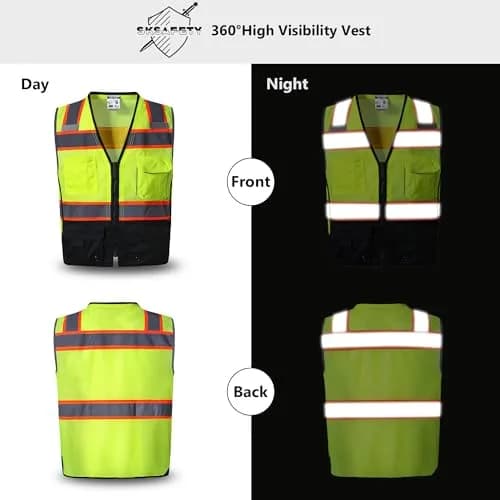 SKSAFETY Class 2 High Visibility Safety Vest 2XL (Lime Black) | ANSI/ISEA 107-2020 Compliant thumbnail 2