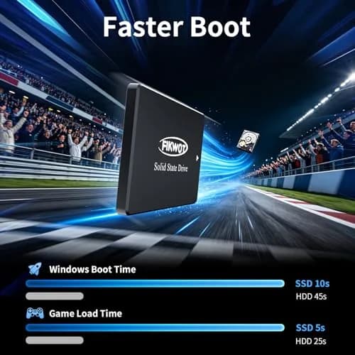 Fikwot FS810 128GB SSD | Internal SATA III Solid State Drive, Up to 560MB/s, 3D NAND TLC, 2.5" for Desktops & Laptops (Black) thumbnail 2
