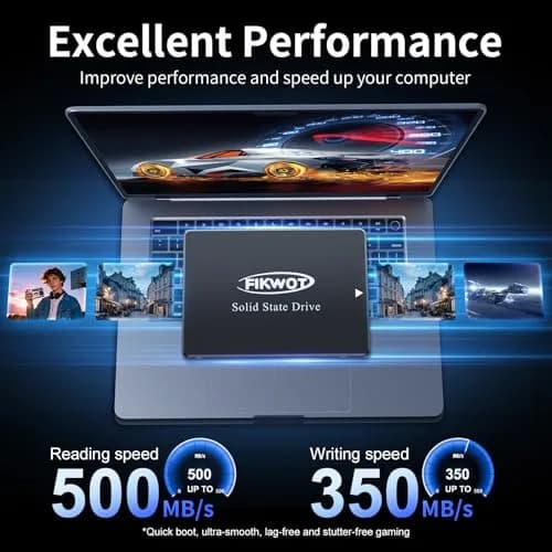 Fikwot FS810 128GB SSD | Internal SATA III Solid State Drive, Up to 560MB/s, 3D NAND TLC, 2.5" for Desktops & Laptops (Black) thumbnail 3