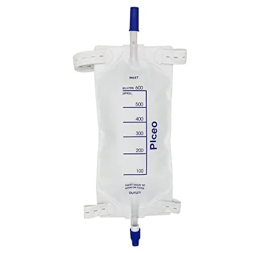 plceo Easy-Tap Urinary Drainage Bag 1000ml | Anti-Reflux Valve, Sterile, Latex-Free (3 Pack) thumbnail 1