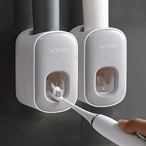 MOPMS Automatic Toothpaste Dispenser Wall Mounted for Bathroom - Grey 2-Pack | Hygienic & Hands-Free Dispensing thumbnail 1