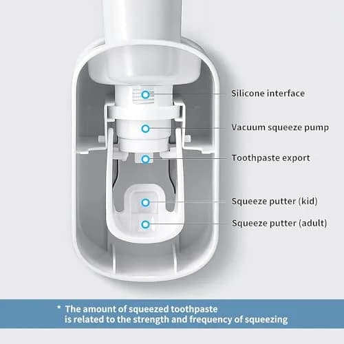 MOPMS Automatic Toothpaste Dispenser Wall Mounted for Bathroom - Grey 2-Pack | Hygienic & Hands-Free Dispensing thumbnail 7