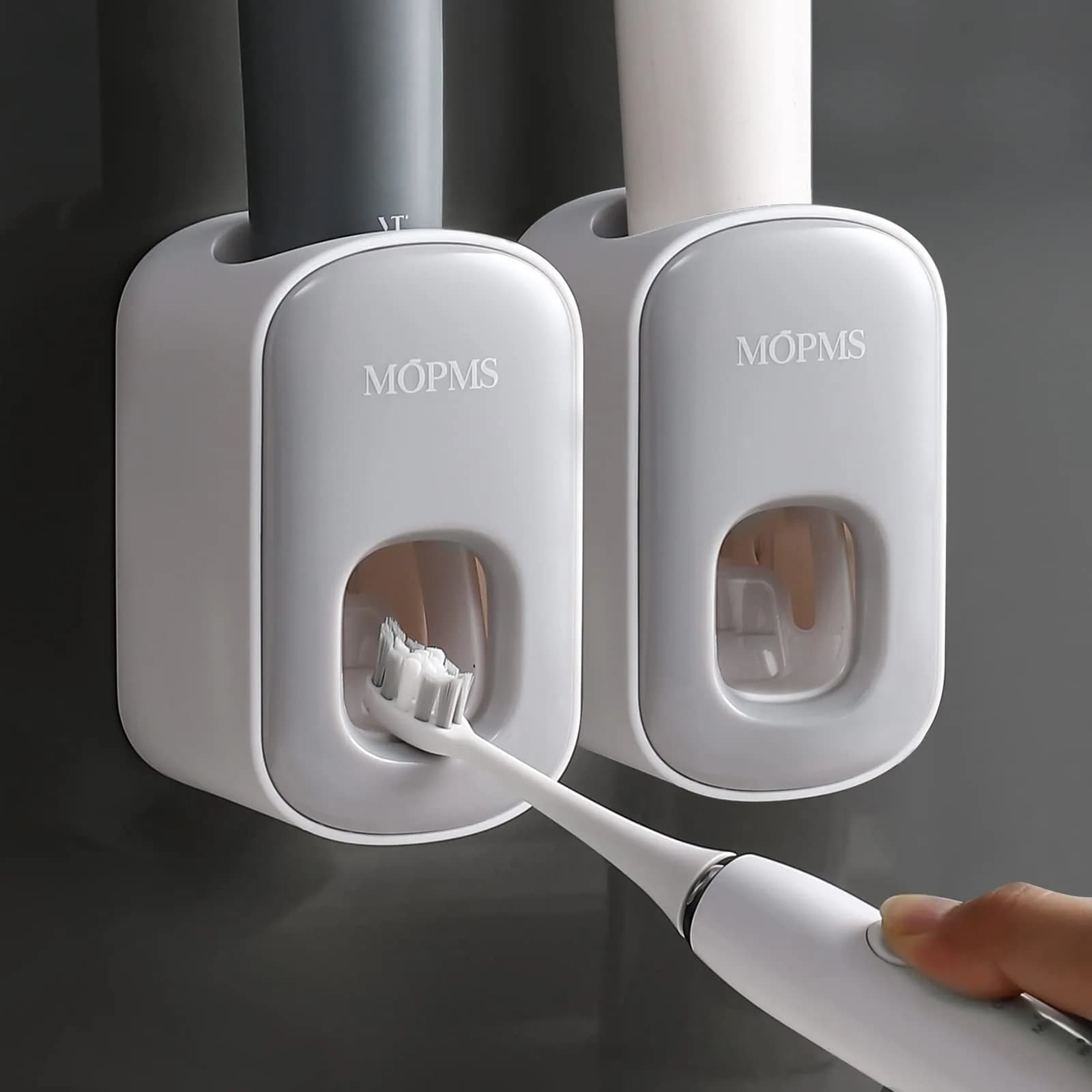 MOPMS Automatic Toothpaste Dispenser Black 1Pc | Hands-Free Squeeze for Kids & Adults — Grey-2pcs