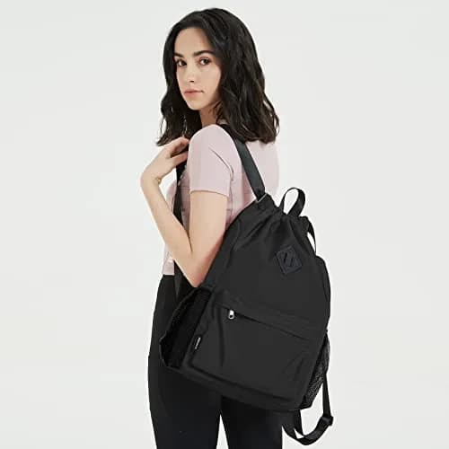 WANDF Drawstring Backpack with Shoe Compartment | Water-Resistant Sports Gym Bag for Men & Women thumbnail 2