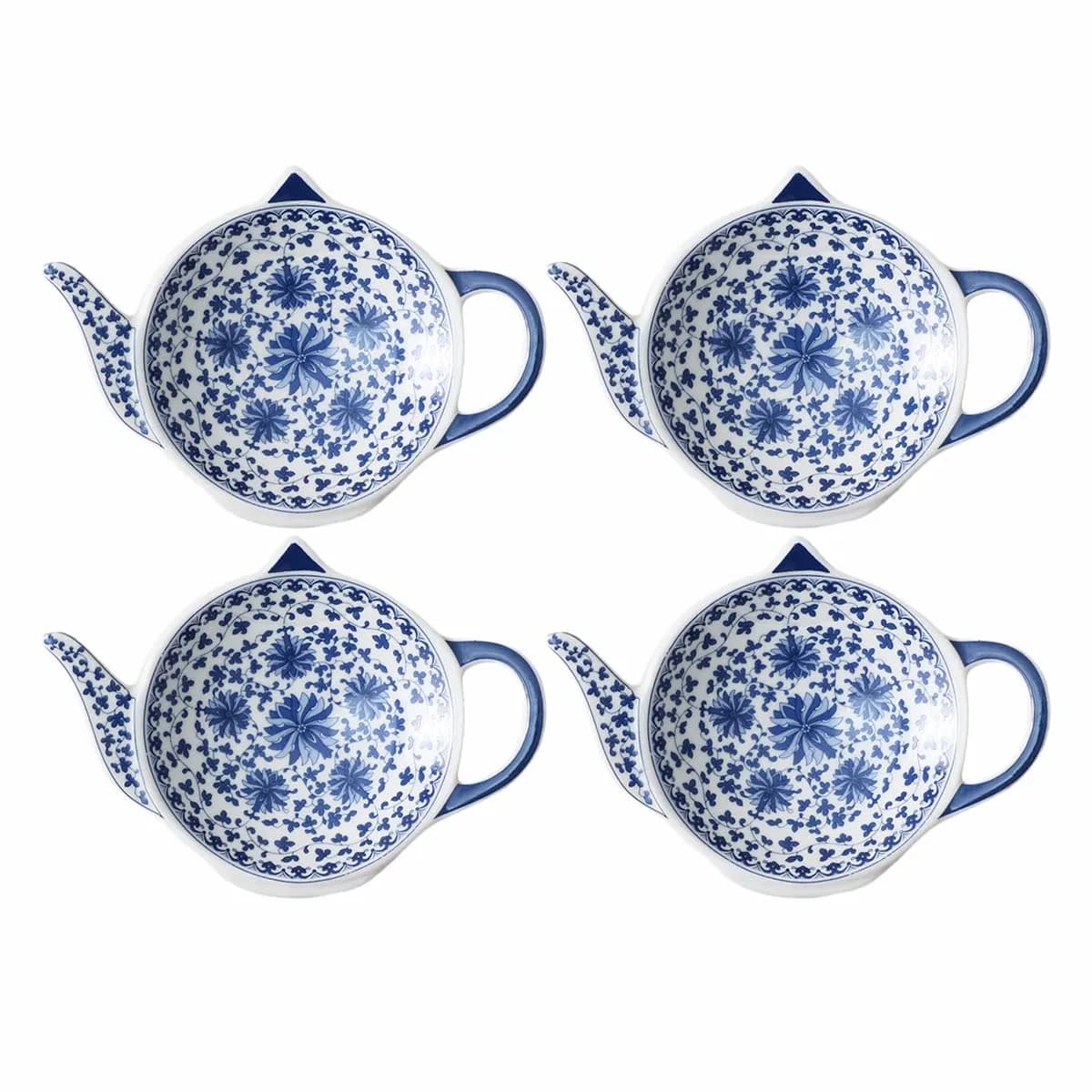 Sizikato Blue and White Porcelain Tea Bag Holder Coasters 11.7 cm (4.7 inches) | Set of 4 - main product image