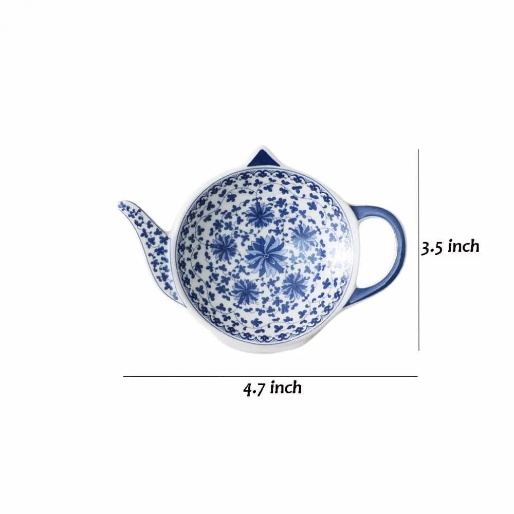Sizikato Blue and White Porcelain Tea Bag Holder Coasters 11.7 cm (4.7 inches) | Set of 4 - view 6