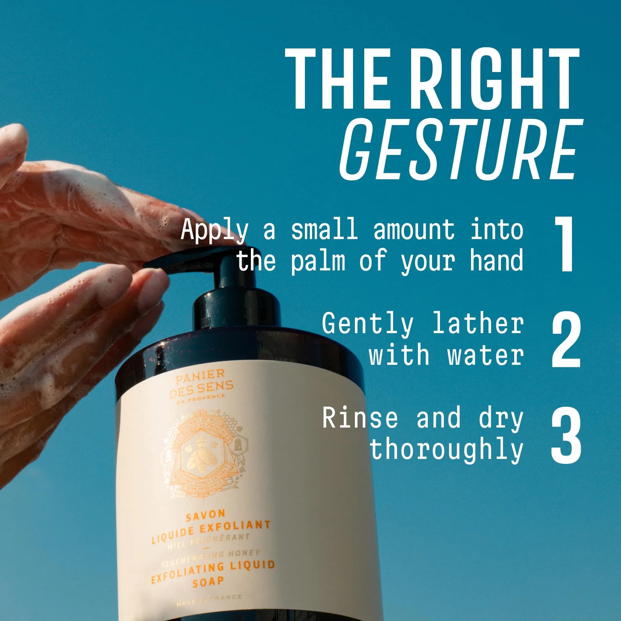 Panier des Sens Honey Exfoliating Liquid Hand Soap 500ml (16.9 Fl Oz) | Gentle Cleansing with Natural Pumice Stone - view 6