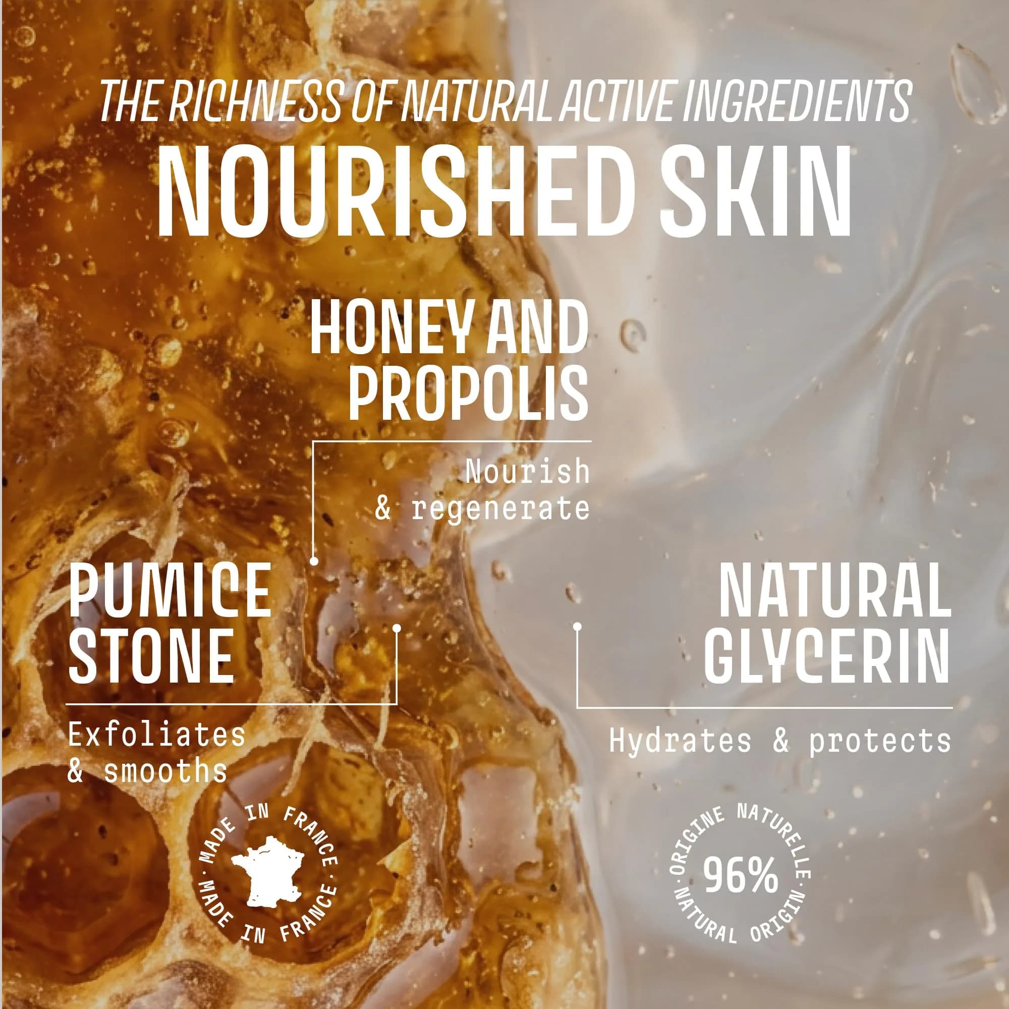 Panier des Sens Honey Exfoliating Liquid Hand Soap 500ml (16.9 Fl Oz) | Gentle Cleansing with Natural Pumice Stone - view 3
