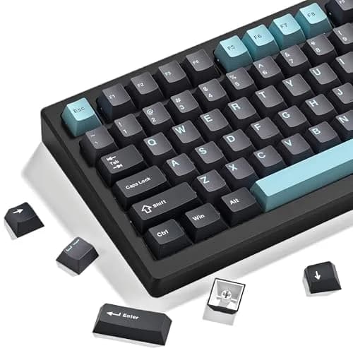 dagaladoo Double Shot PBT Keycaps Set Cherry Profile 138 Keys | Retro Grey/Blue for Mechanical Keyboards thumbnail 1