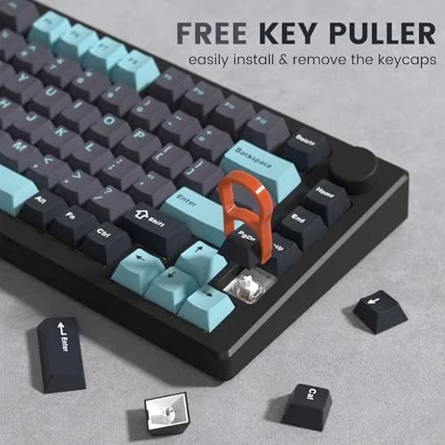 dagaladoo Double Shot PBT Keycaps Set Cherry Profile 138 Keys | Retro Grey/Blue for Mechanical Keyboards thumbnail 4