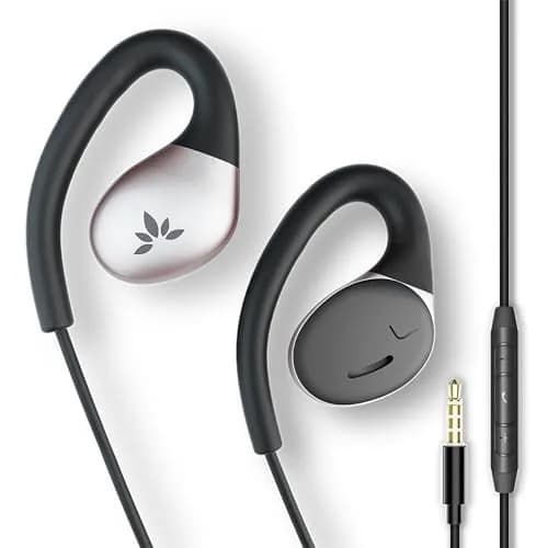 Avantree Resolve Open-Ear Wired Earbuds with Mic & Over-Ear Hook | Small-Medium Size, 1.2m Cable — AUX 3.5mm Jack