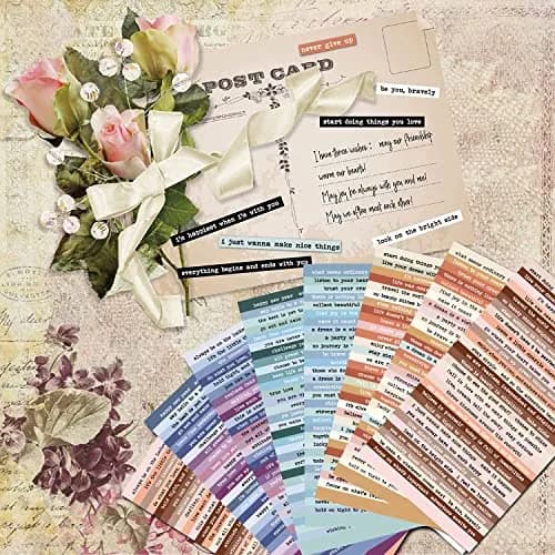 DQDEDIAN Vintage Scrapbook Stickers 406pcs | Colorful Quote & Word Stickers for Journaling & Crafts thumbnail 5