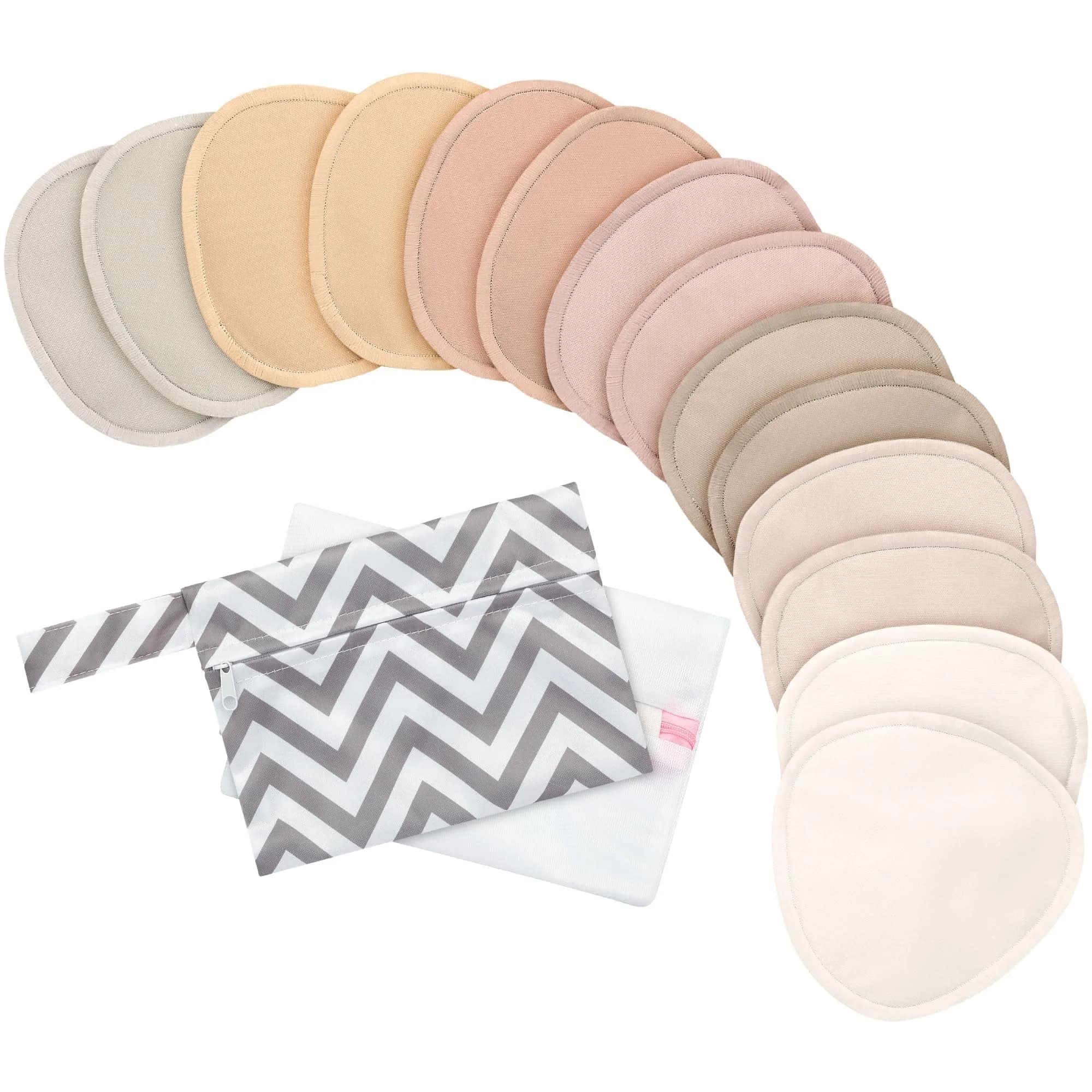 KeaBabies Organic Nursing Pads (Large 4.8" Neutrals, 14-Pack) | Washable & Absorbent Breast Pads for Breastfeeding - main product image