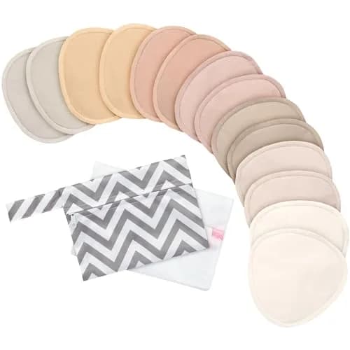 KeaBabies Reusable Nursing Pads, 14 Washable Breast Pads, Large 4.8" | Organic Bamboo Viscose, Discreet Fit thumbnail 1