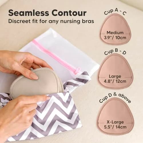 KeaBabies Reusable Nursing Pads, 14 Washable Breast Pads, Large 4.8" | Organic Bamboo Viscose, Discreet Fit thumbnail 4