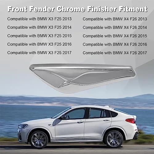 JDMON Front Fender Chrome Finisher for BMW X3 F25 & X4 F26 2013-2017 | Direct Fit Replacement thumbnail 6